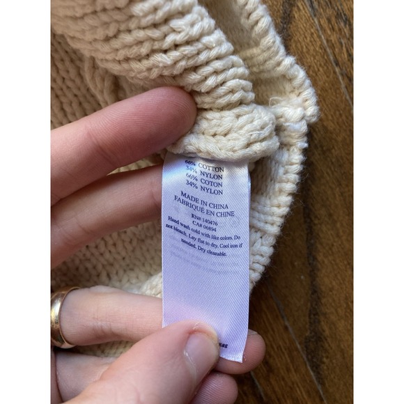 Faherty Sweater Womens Size Small Becket Fisherman Cream Cable Knit Cotton Blend - Picture 7 of 9